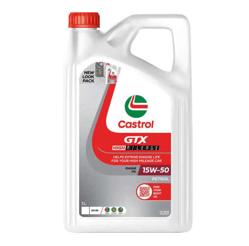 Castrol GTX High Mileage 15W50 Engine Oil - 5 Litre (3413802)