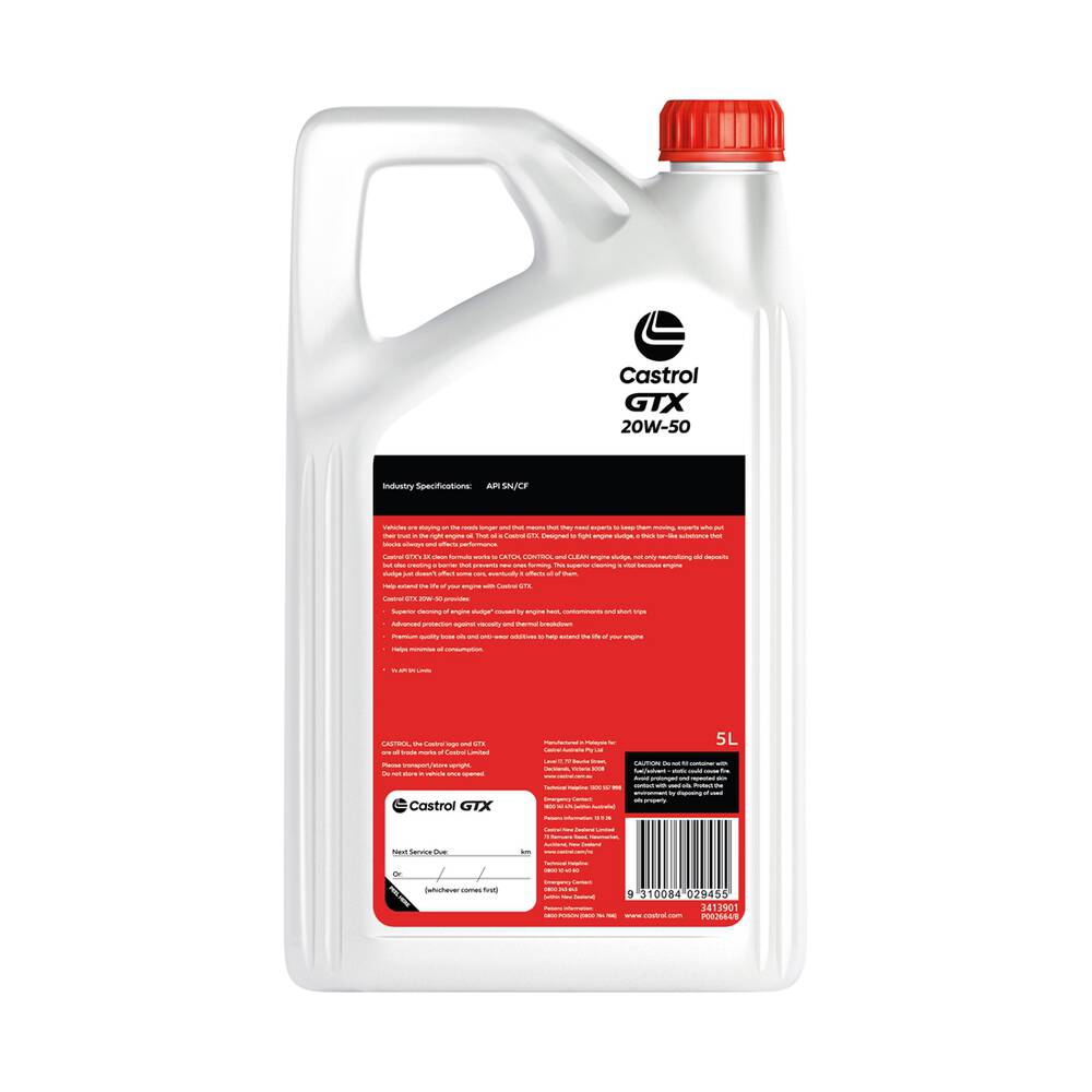 Castrol GTX 20W50 Engine Oil - 5 Litre (3413901)