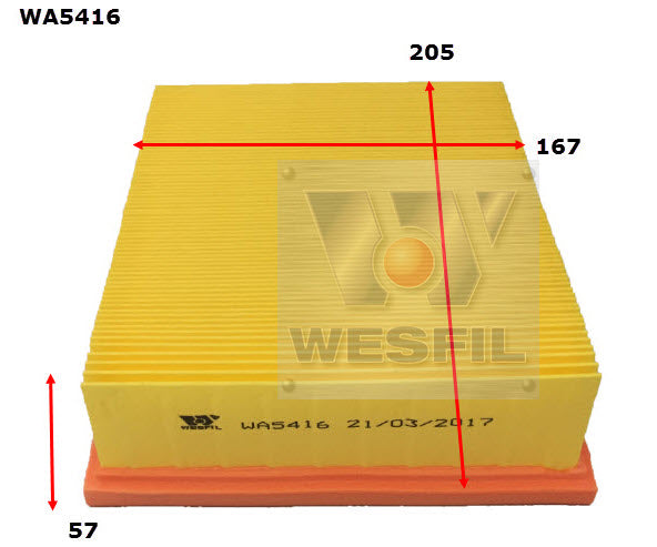 Wesfil Air Filter - WA5416 (A1655)