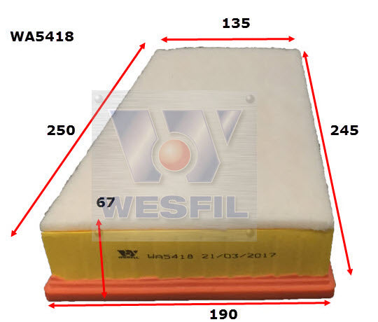 Wesfil Air Filter - WA5418 (A1974)